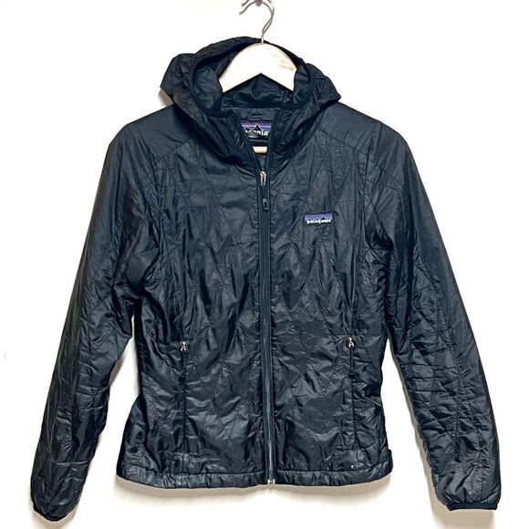 Patagonia Diamond Quilted Hooded Black Jacket Womens Size XS Host Pick - Picture 3 of 7